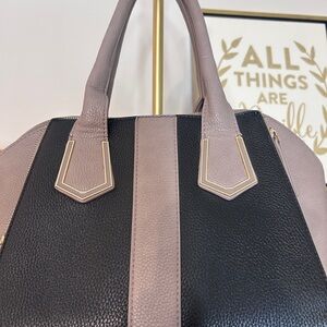Madison West Black and Taupe Satchel colorblock career bag